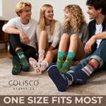 Colorado bike ride unisex crew socks in a second colorway, additional detail view