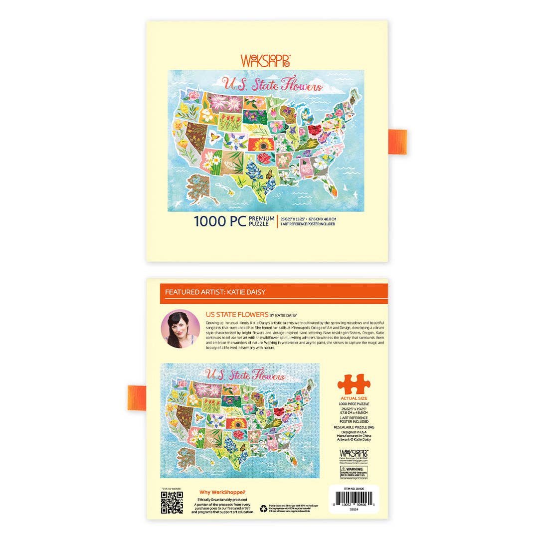 U.S. State Flowers 1000 piece jigsaw puzzle, view 4