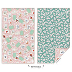 Mahjong tiles and cherry blossom reversible microfiber kitchen towel