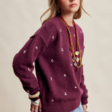 Women's Embroidered Dot Sweater in Plum – 7
