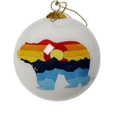Colorado Bear Multicolor Hand Painted Glass Ornament