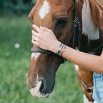 Adapt hair tie bracelet set in earthy neutrals and camo with gold antler charm, view 7
