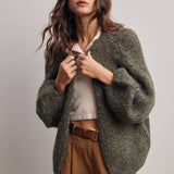 Chunky Soft-Touch Knit Cardigan in Olive – 5