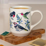Feathered Friends birds speckled ceramic mug