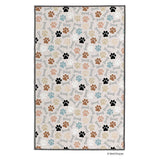 Dog paws and bone print microfiber pet drying towel