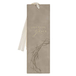 Amazing Grace taupe faux leather bookmark with crown of thorns and Isaiah 53:5