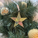 Merry & Bright Christmas Star Ornament, Stained Glass