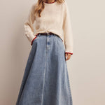 Contrast Trim Bouclé Sweater in Ivory – 10