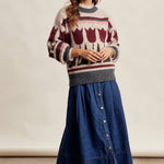 Tulip Pattern Knit Sweater in Charcoal – 10