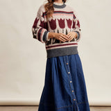 Tulip Pattern Knit Sweater in Charcoal – 10