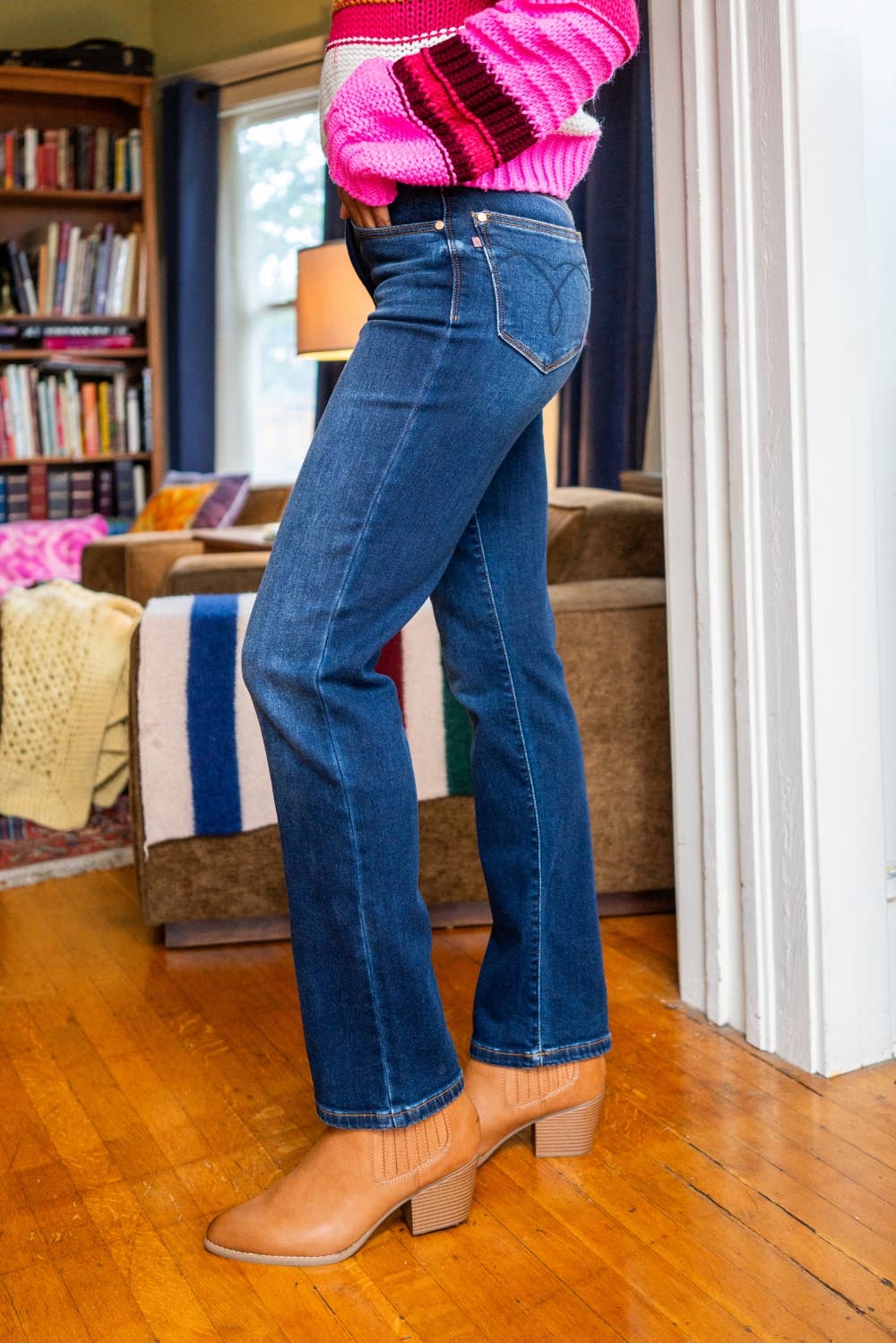Judy Blue thermal high waist straight jeans in vintage dark wash