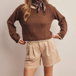Contrast Trim Bouclé Sweater in Mocha – 3
