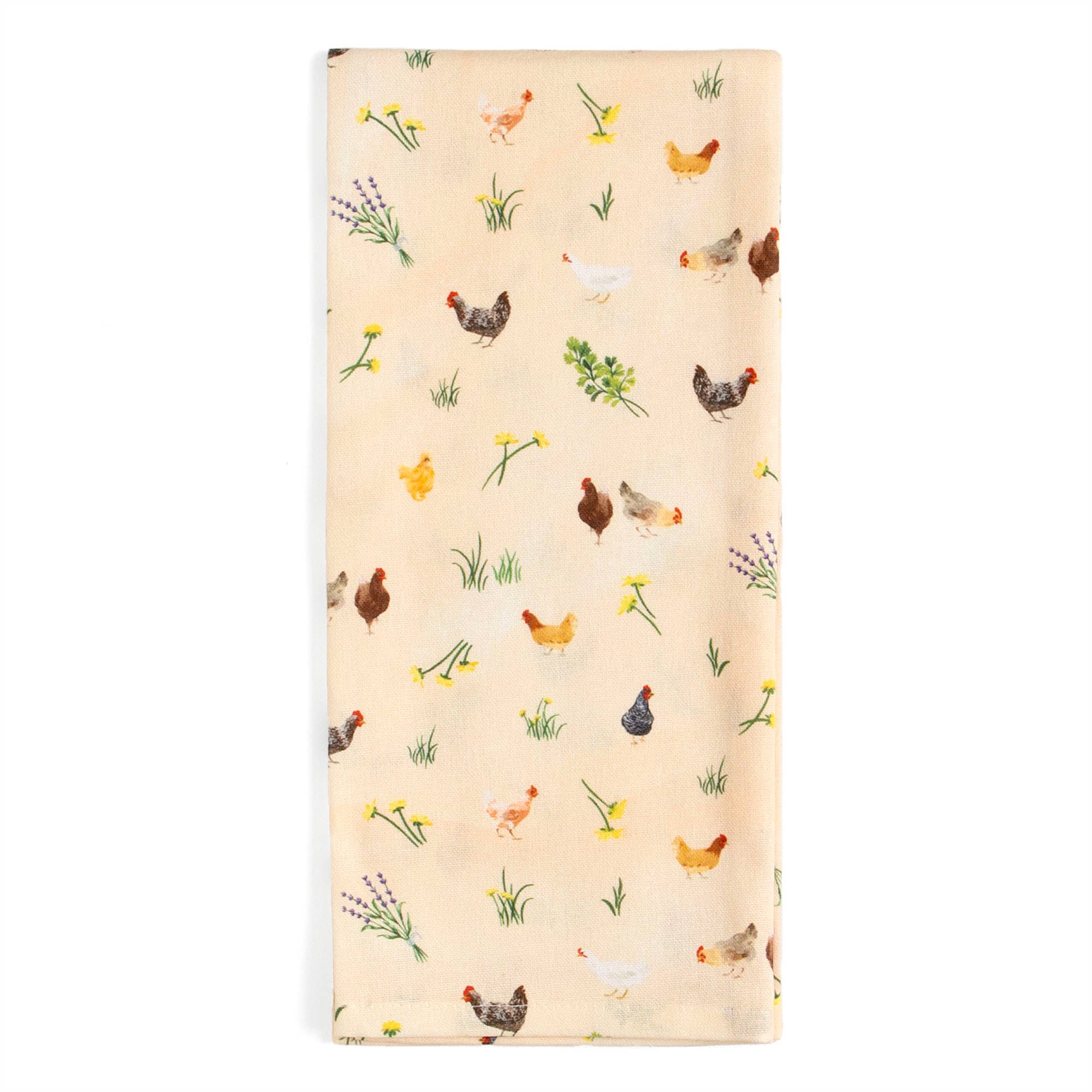 Chicken Meadows cotton kitchen towel, view 4 of 4