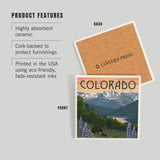 Colorado Bear and Spring Flowers Ceramic Coaster