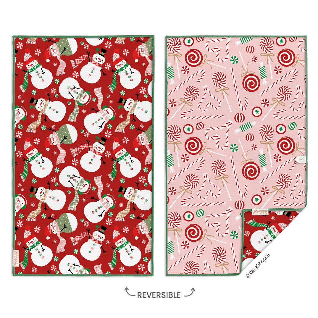 Peppermint Party reversible Christmas microfiber kitchen towel