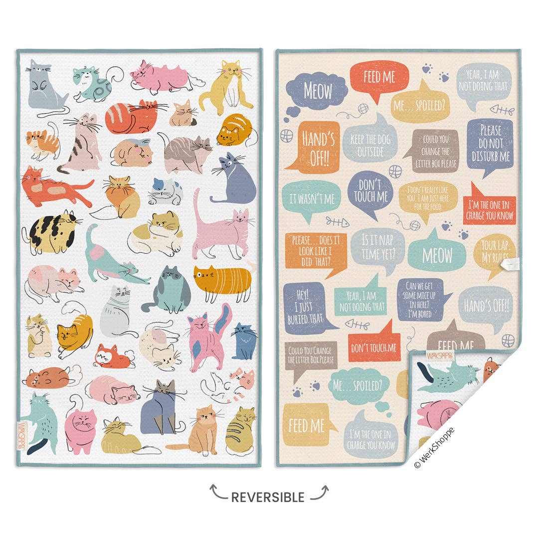 If Cats Could Talk reversible microfiber kitchen towel