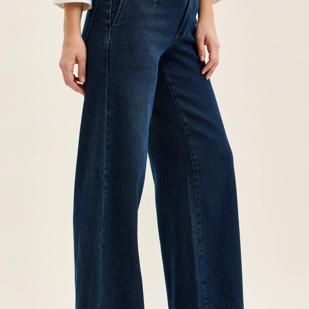 Judy Blue LUX Retro high waist wide leg jeans in Nightfall Blue wash