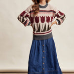 Tulip Pattern Knit Sweater in Charcoal – 13