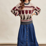 Tulip Pattern Knit Sweater in Charcoal – 13