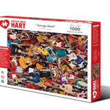 Garage Band 1,000-piece jigsaw puzzle box showing a collage of electric and acoustic guitars, basses and amplifiers