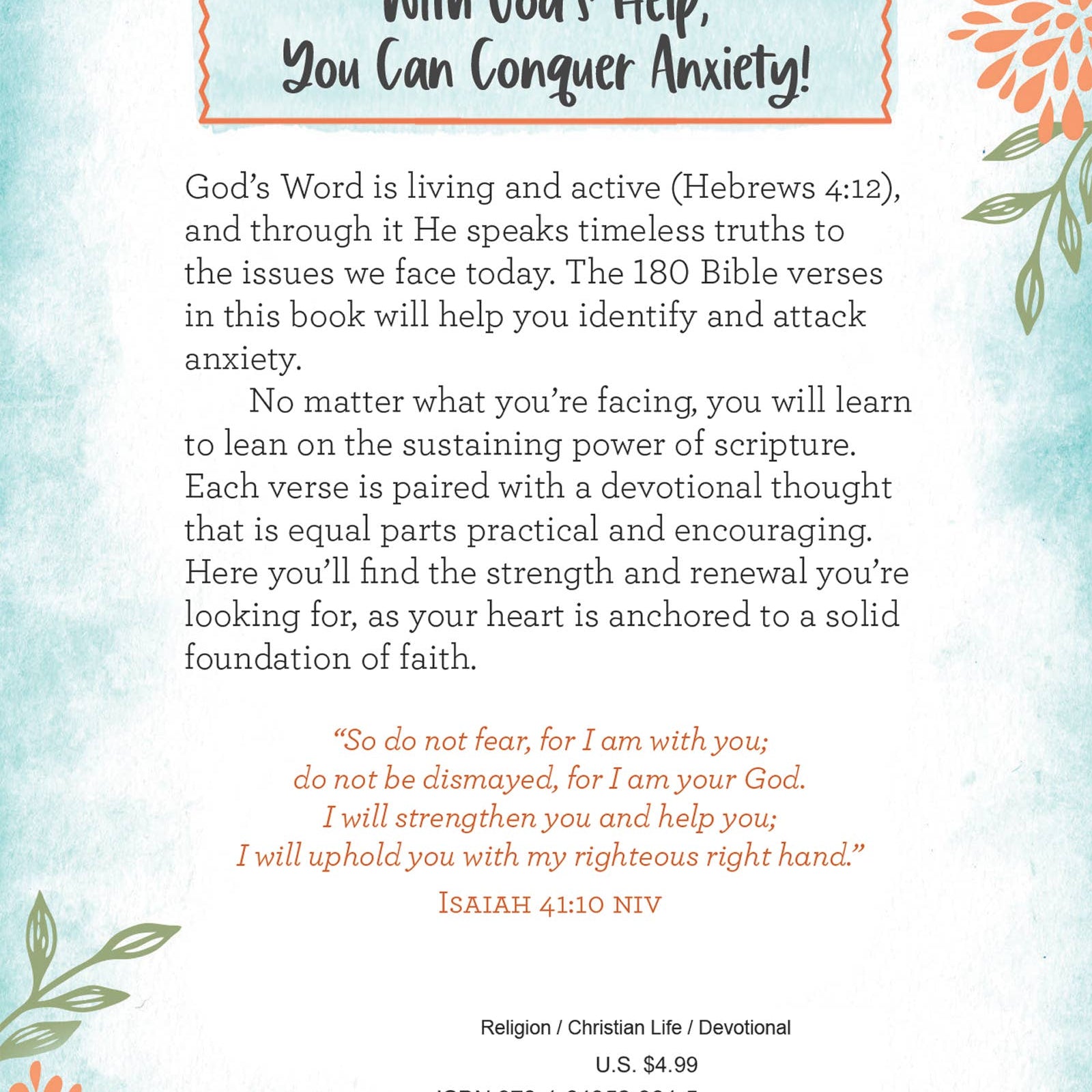 180 Bible Verses for Conquering Anxiety, Barbour Publishing book cover