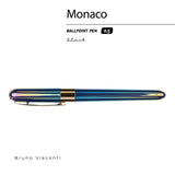 Monaco soft-touch ballpoint pen in pearlescent blue, detail view