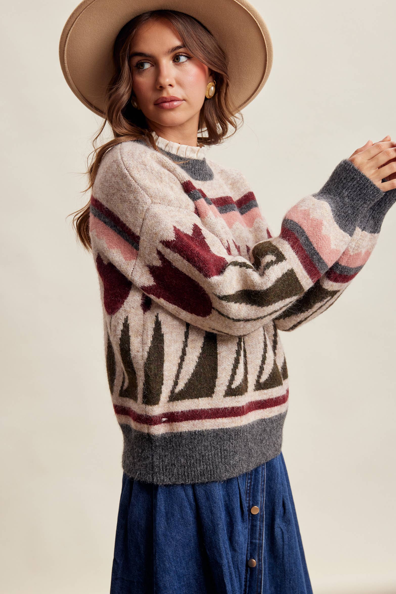 Tulip Pattern Knit Sweater in Charcoal – 8