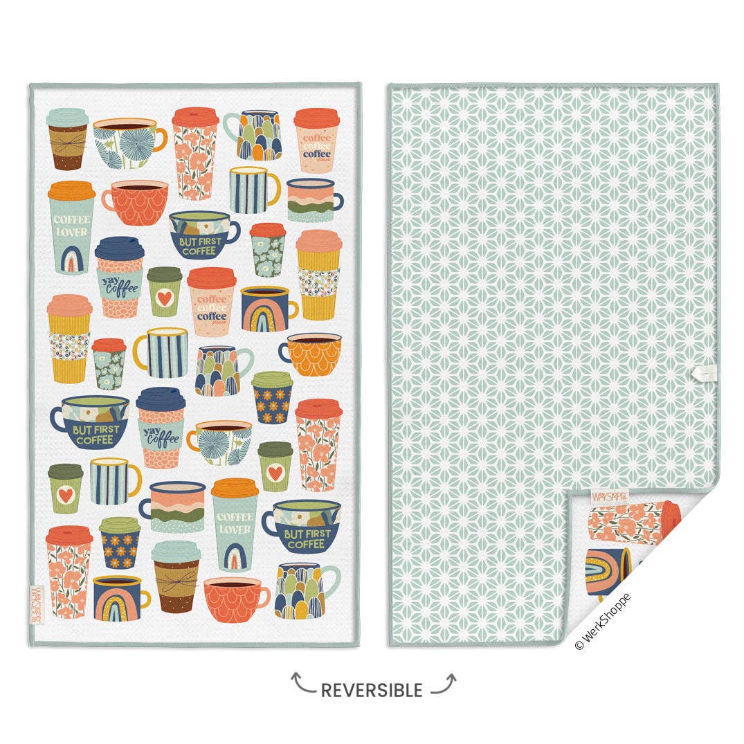 But First Coffee reversible microfiber kitchen towel