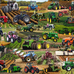 Completed Tractors, Tractors, Tractors 1,000-piece jigsaw puzzle: classic and modern tractors working across farm fields