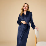 Serenity wrap robe in Midnight, detail