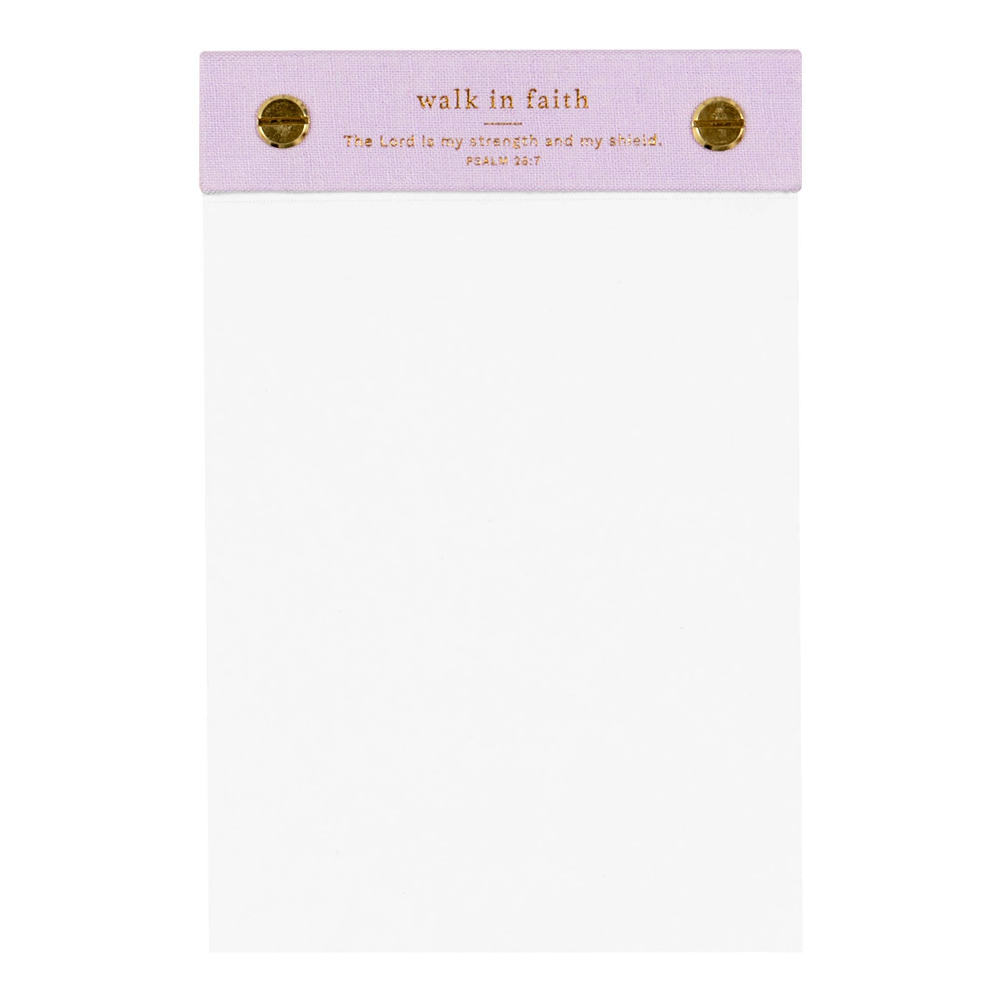 Walk In Faith desktop notepad with Psalm 28:7 and gold foil edges