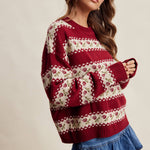 Floral Fair Isle Knit Sweater in Ruby – 7
