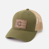 Colorado Flag Hat | Leather Patch Trucker Hat