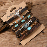 Chestnut 6 Piece Western Bull Skull Turquoise Beading Bracelet