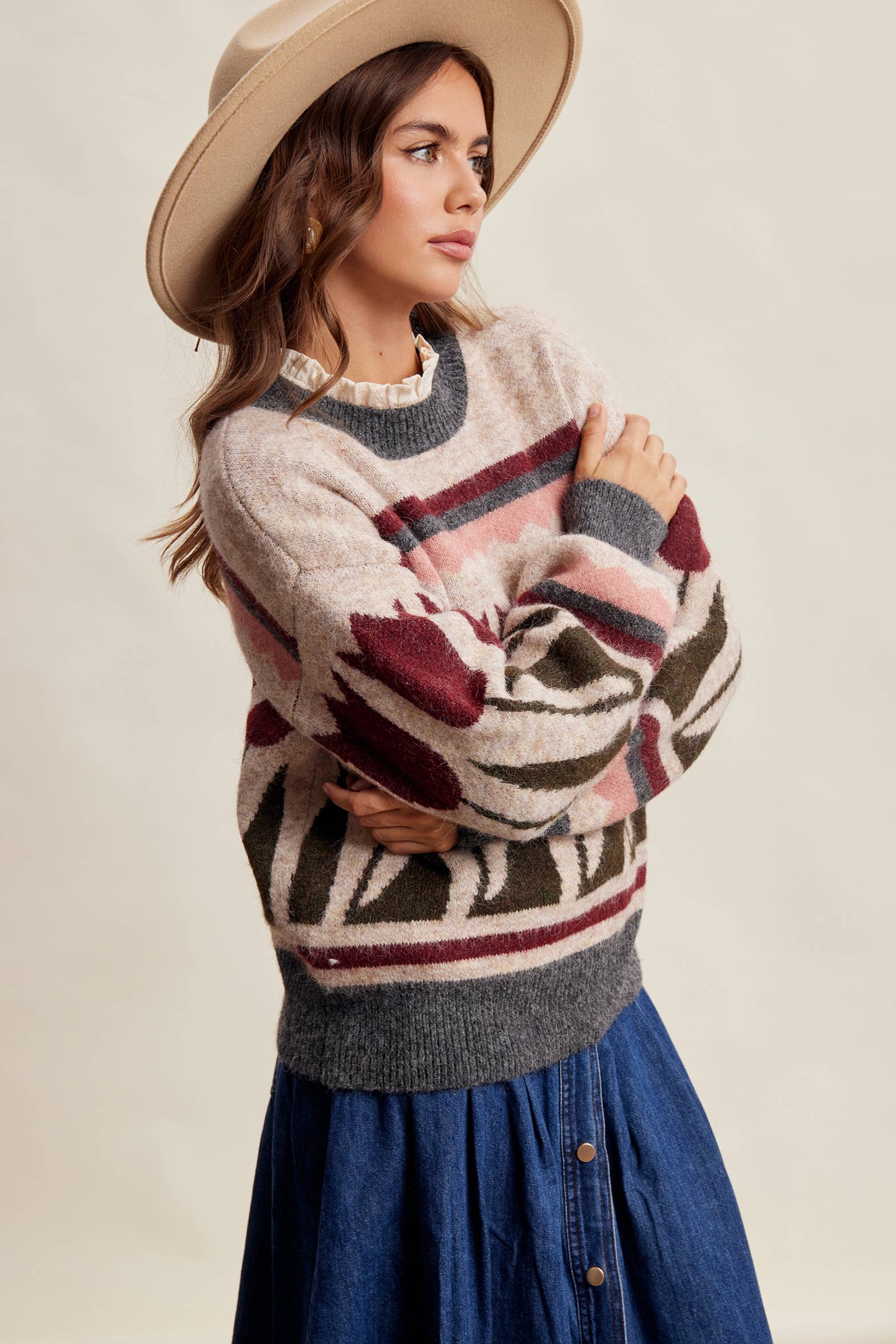Tulip Pattern Knit Sweater in Charcoal – 6