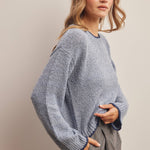 Contrast Trim Bouclé Sweater in Slate Blue – 6