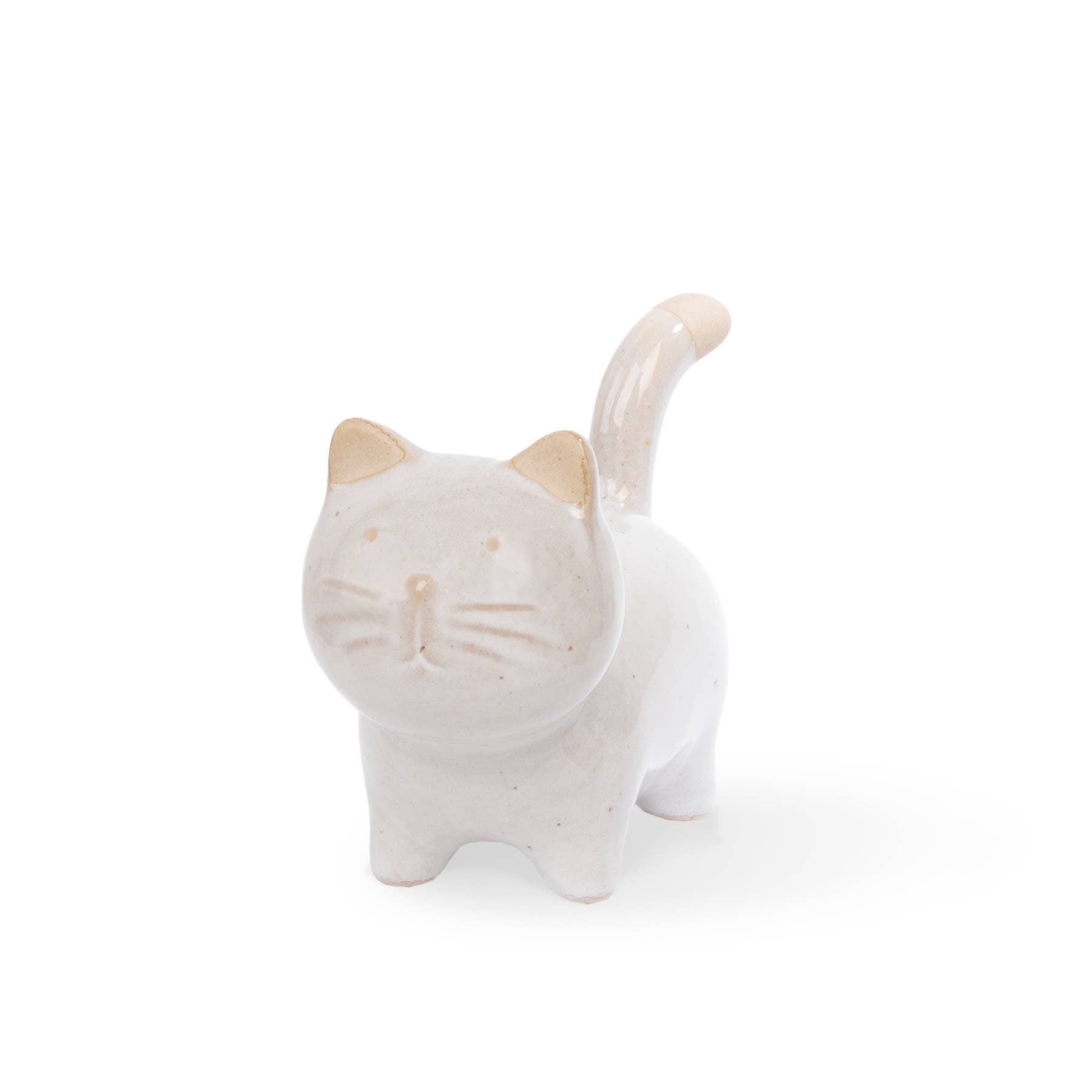 Small stoneware forward-facing cat figurine