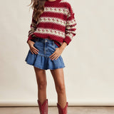 Floral Fair Isle Knit Sweater in Ruby – 11