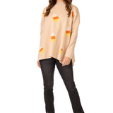 Tan Candy Corn Jacquard Sweater