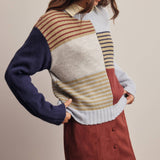 Colorblock Mixed Stripe Sweater in Blue Multi – 3