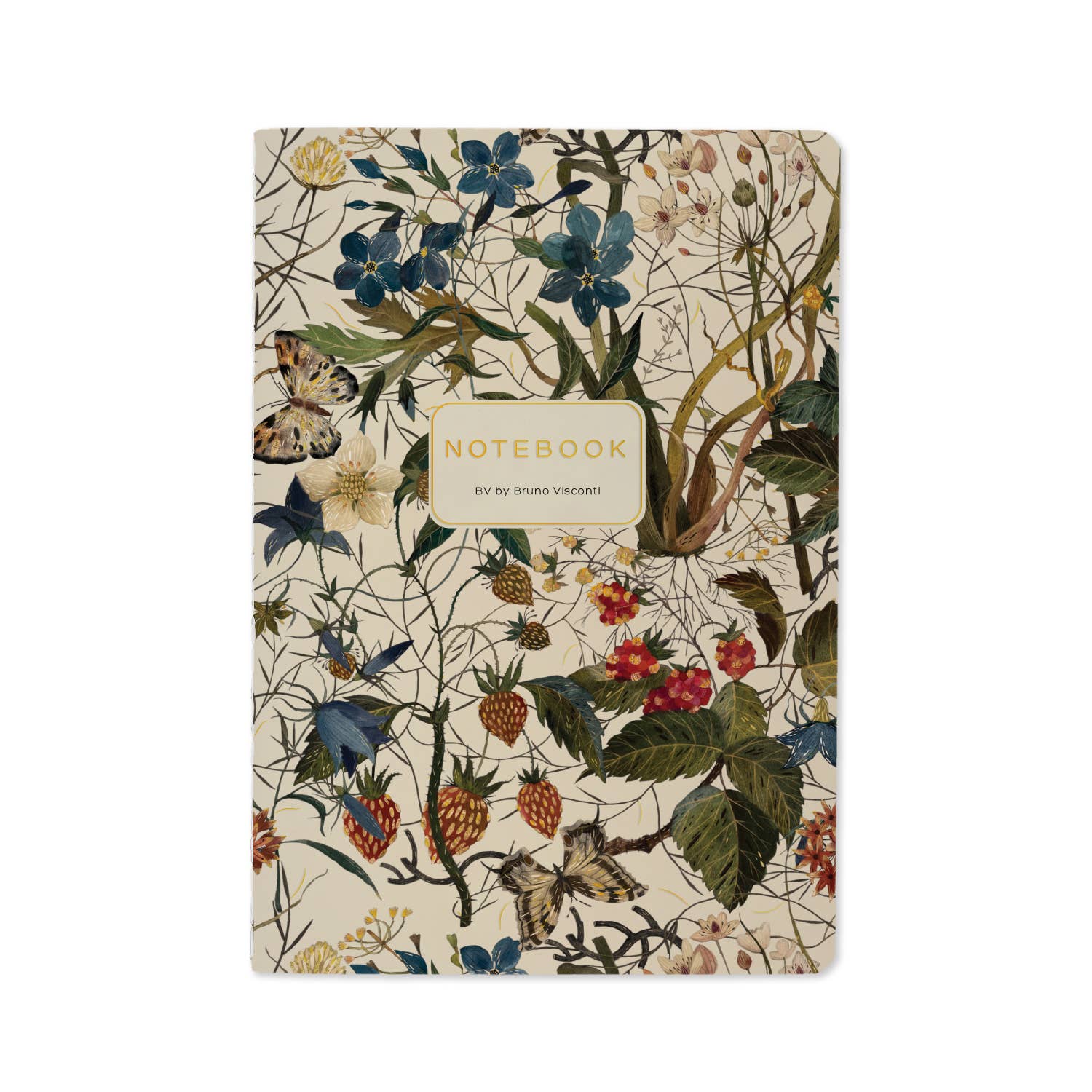 A5 notebook with a forest flower design on a white soft-touch cover, front cover