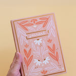 Pink floral 5x7 lined book journal - front