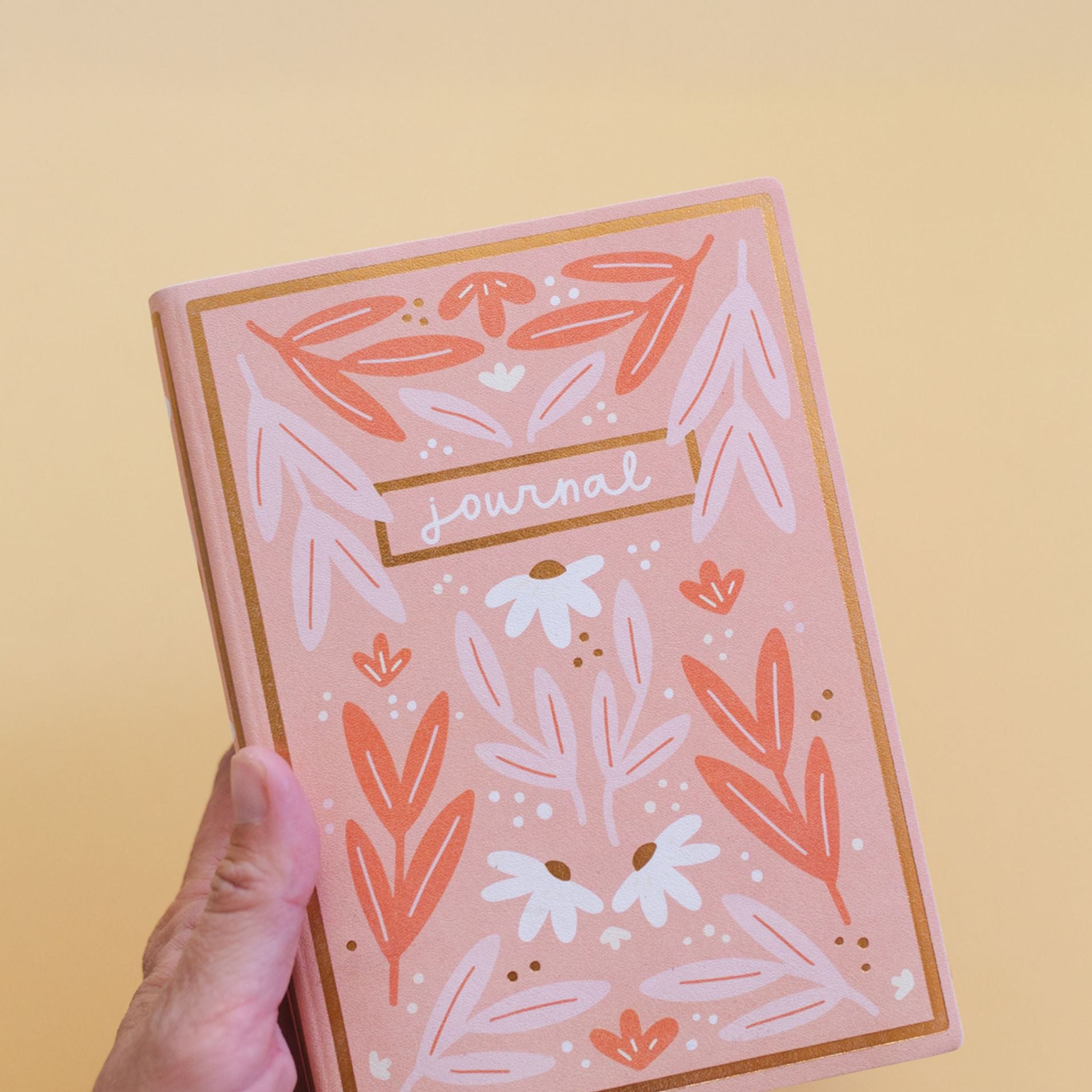 Pink floral 5x7 lined book journal - front
