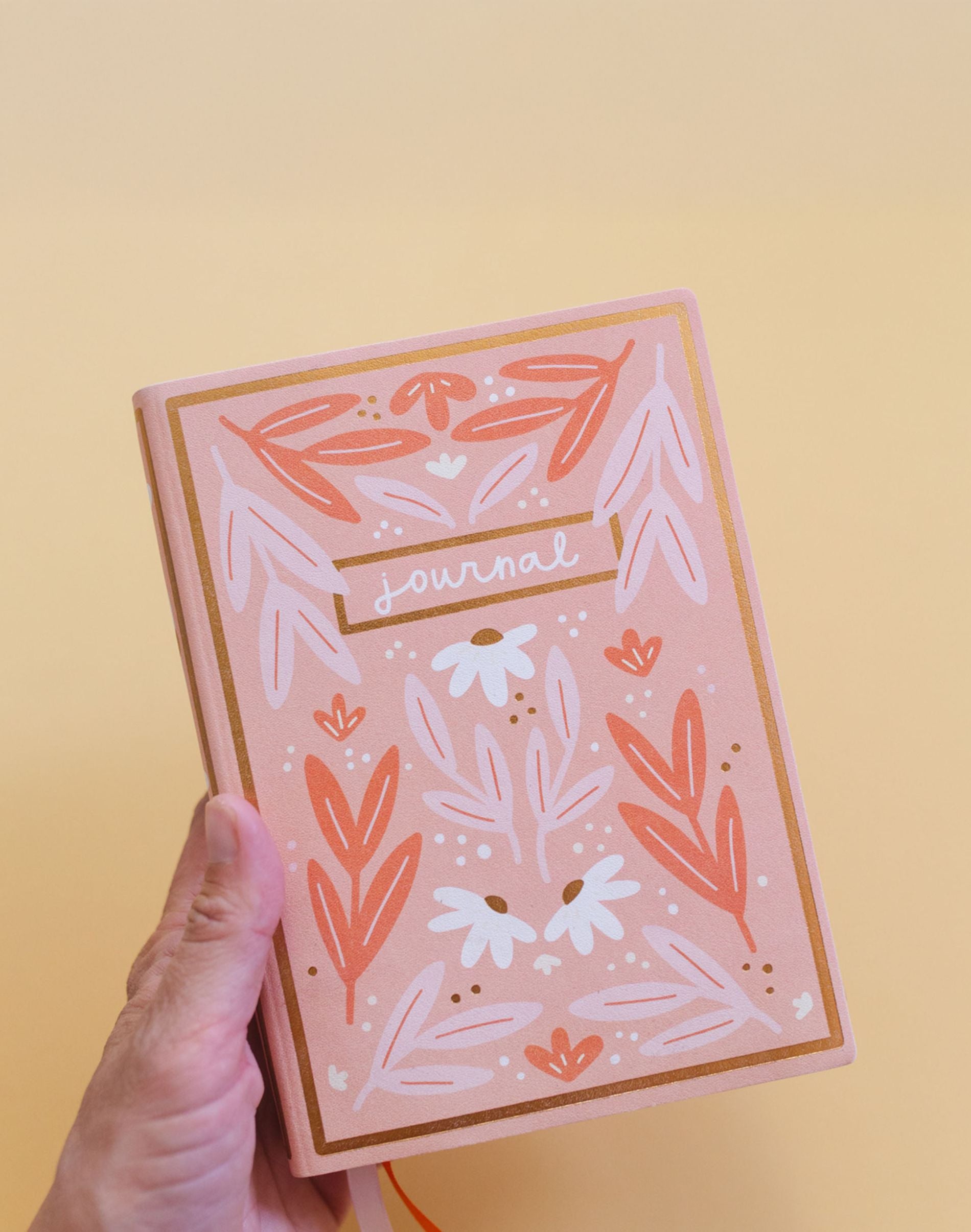 Pink floral 5x7 lined book journal - front