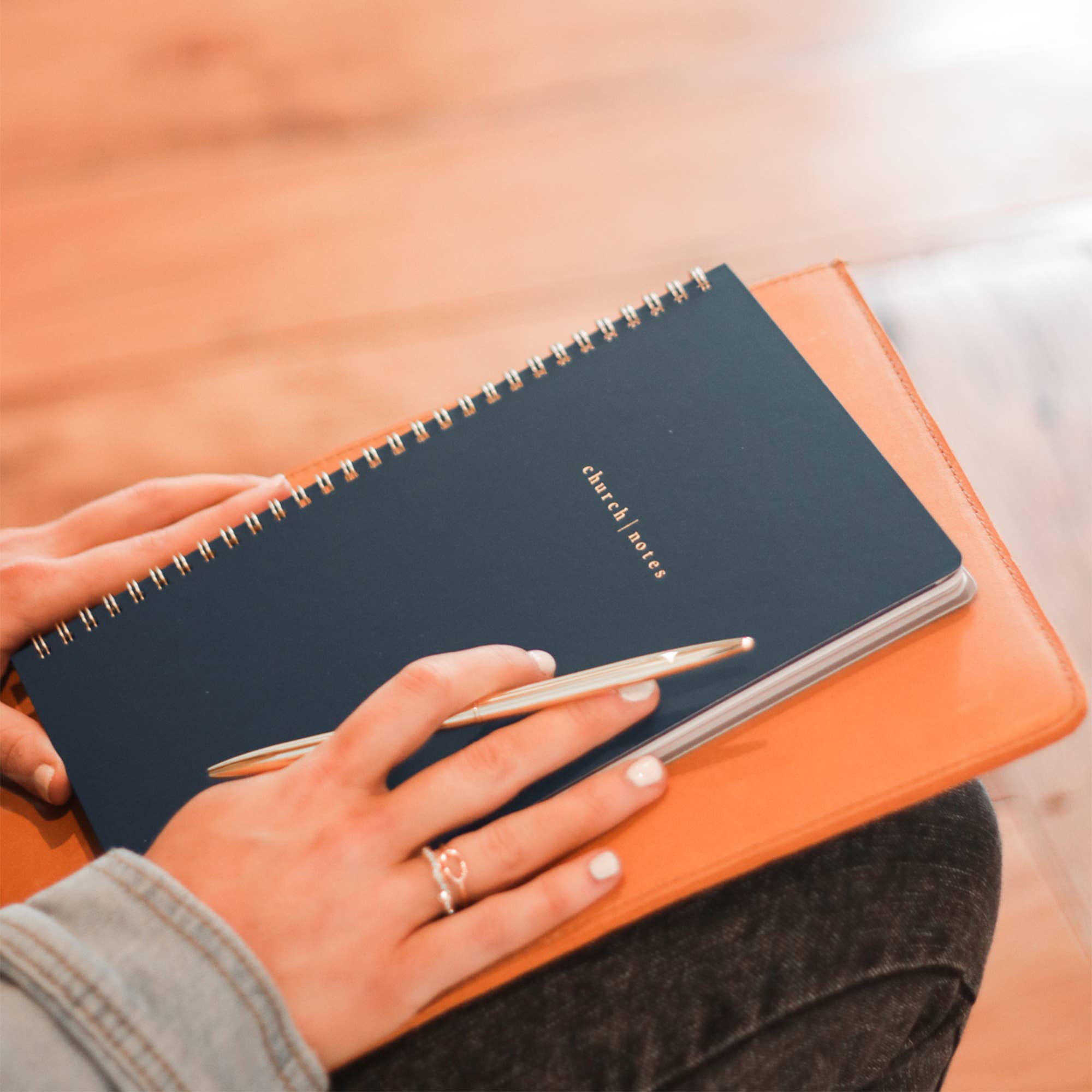 Navy Church Notes notebook with verse art print pages
