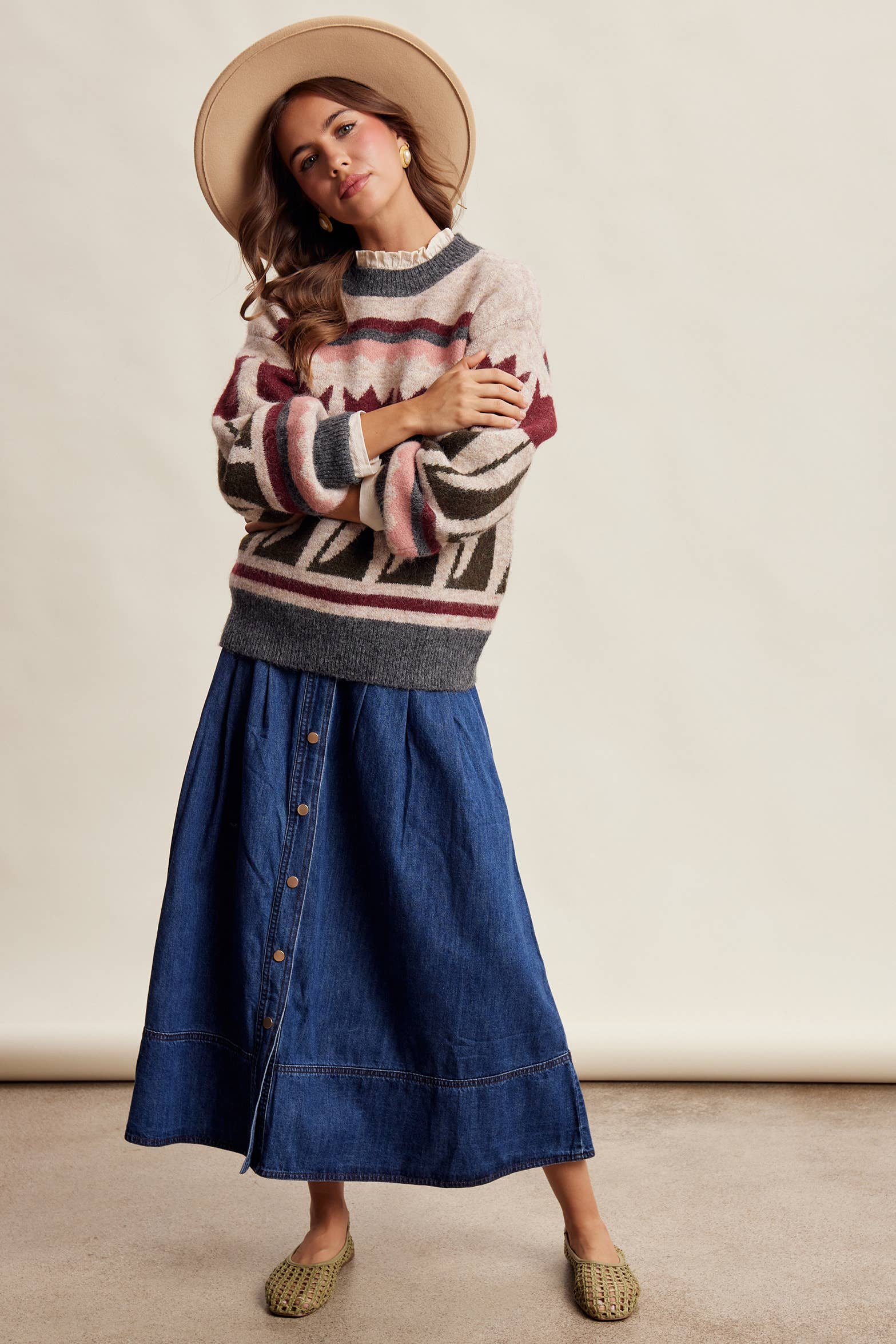 Tulip Pattern Knit Sweater in Charcoal – 11