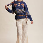 Western Horse & Horseshoe Sweater in Navy – 12