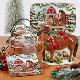 Homestead Christmas Horse Rectangular Platter, 14" x 10"