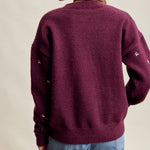 Women's Embroidered Dot Sweater in Plum – 10