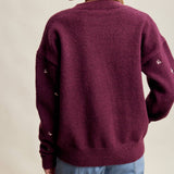 Women's Embroidered Dot Sweater in Plum – 10